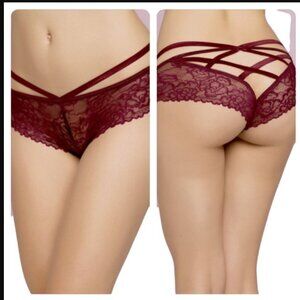 Seven Til Midnight Plum Lace Strappy Bra and Panty Set 1x/2x